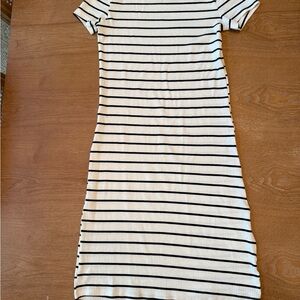 H&M White and Black Striped Kids Midi Dress